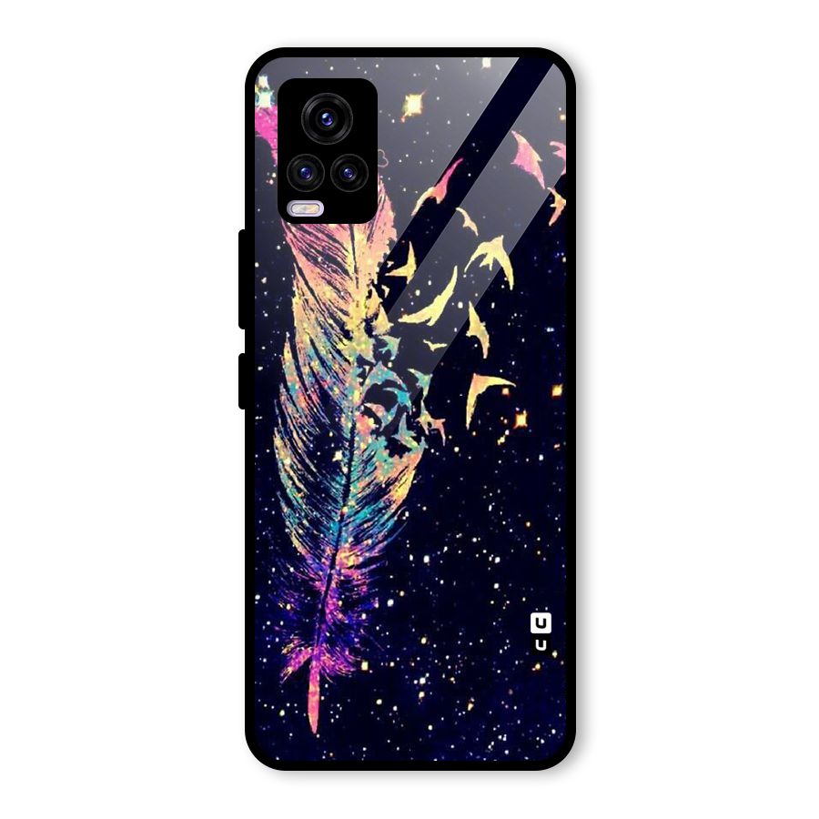 Feather Bird Fly Glass Back Case for Vivo V20