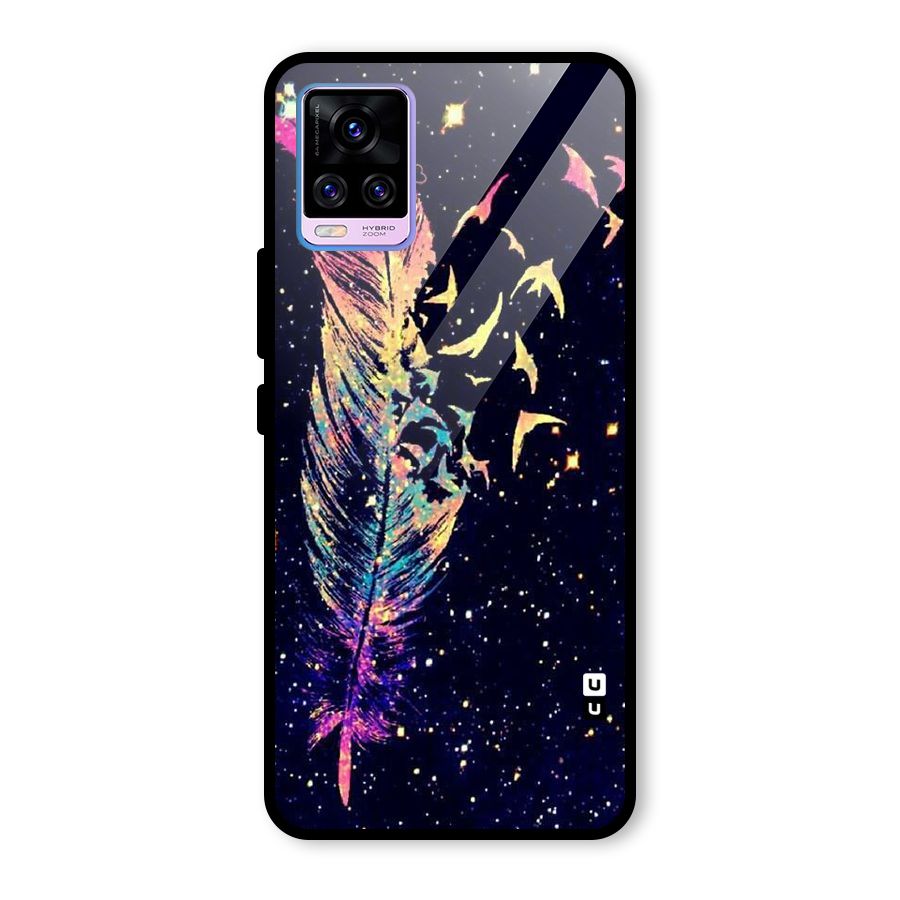 Feather Bird Fly Glass Back Case for Vivo V20 Pro
