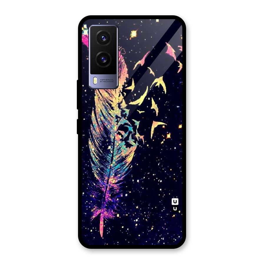 Feather Bird Fly Glass Back Case for Vivo V21e 5G