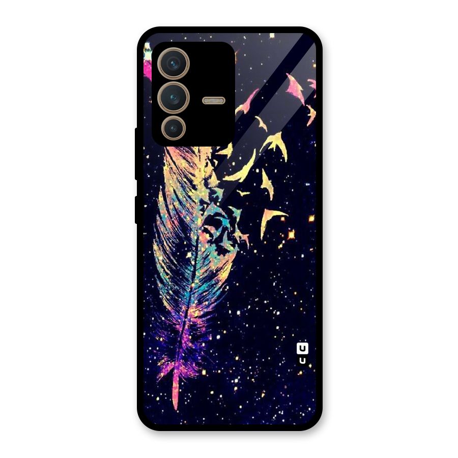 Feather Bird Fly Glass Back Case for Vivo V23 5G