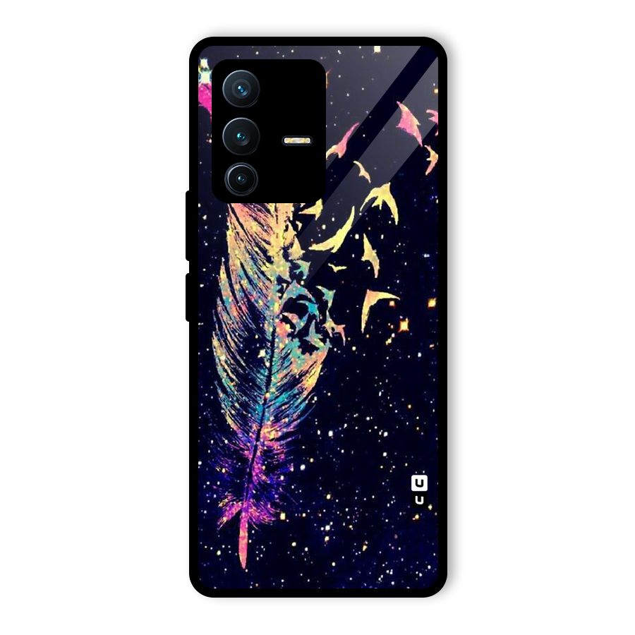 Feather Bird Fly Glass Back Case for Vivo V23 Pro