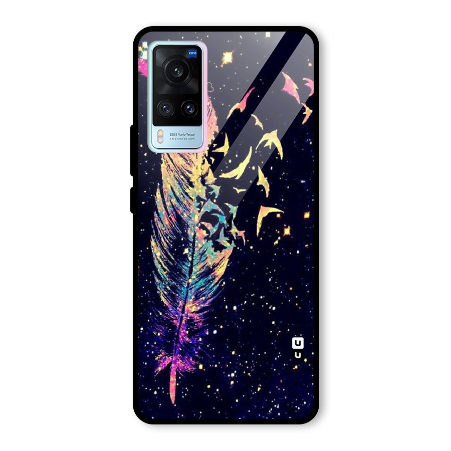 Feather Bird Fly Glass Back Case for Vivo X60
