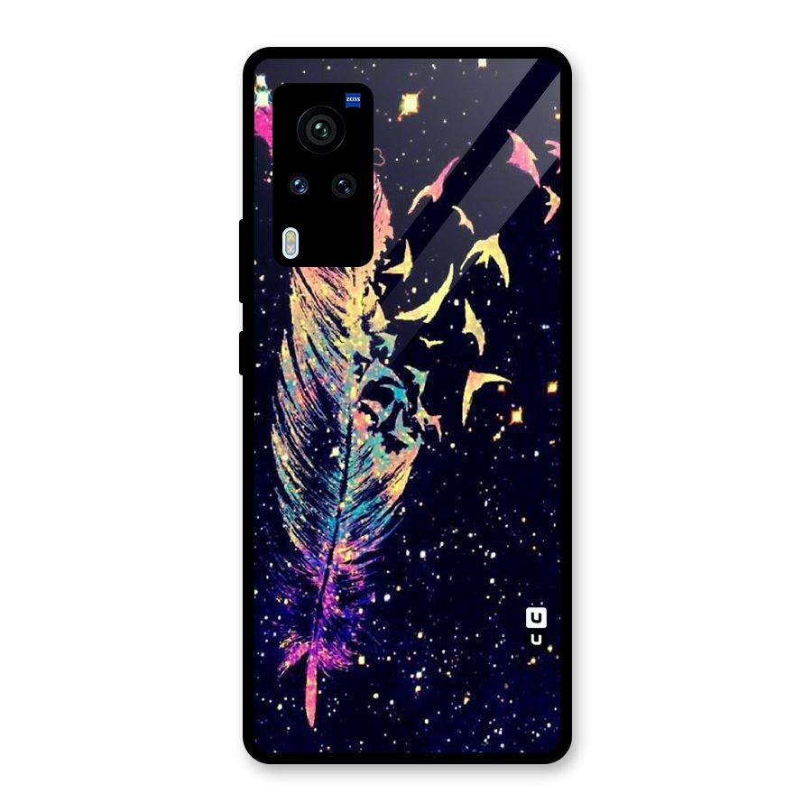 Feather Bird Fly Glass Back Case for Vivo X60 Pro