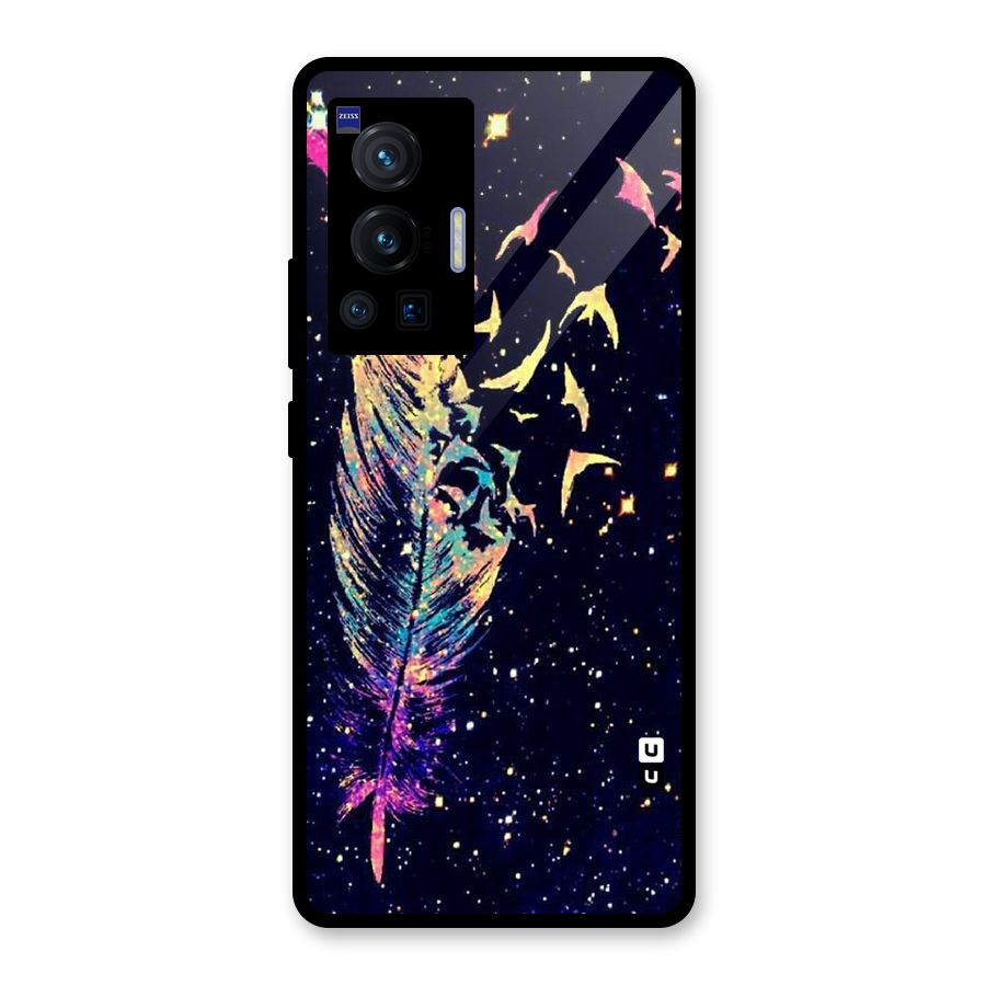 Feather Bird Fly Glass Back Case for Vivo X70 Pro