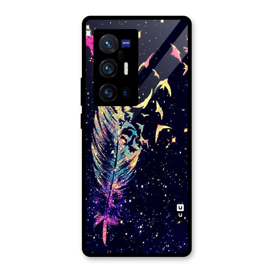 Feather Bird Fly Glass Back Case for Vivo X70 Pro Plus