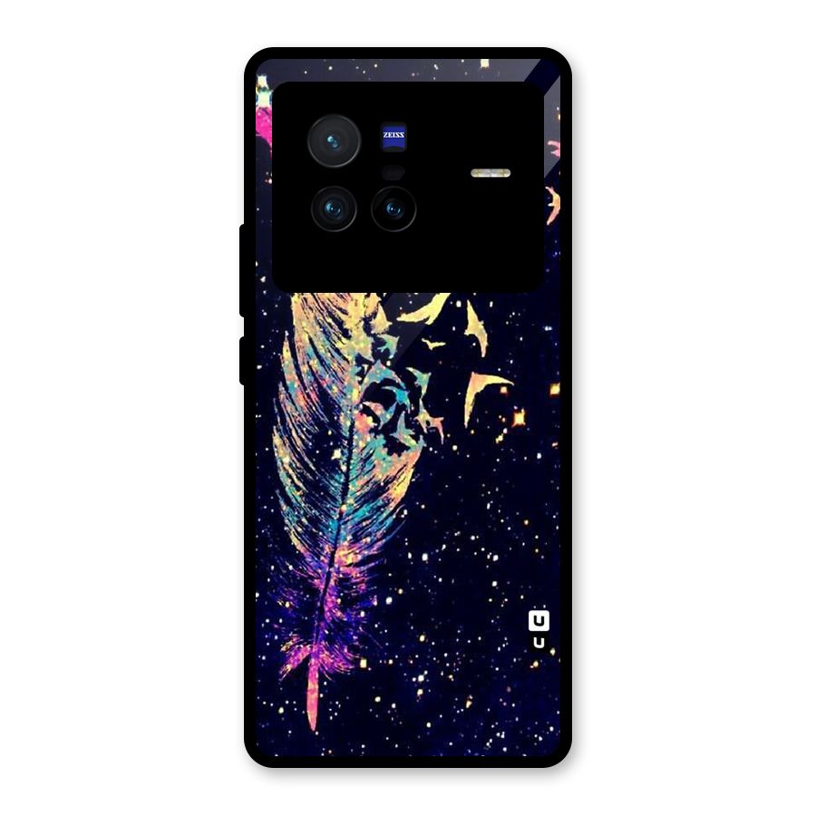 Feather Bird Fly Glass Back Case for Vivo X80