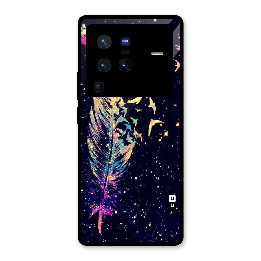 Feather Bird Fly Glass Back Case for Vivo X80 Pro