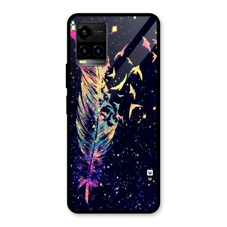 Feather Bird Fly Glass Back Case for Vivo Y21T