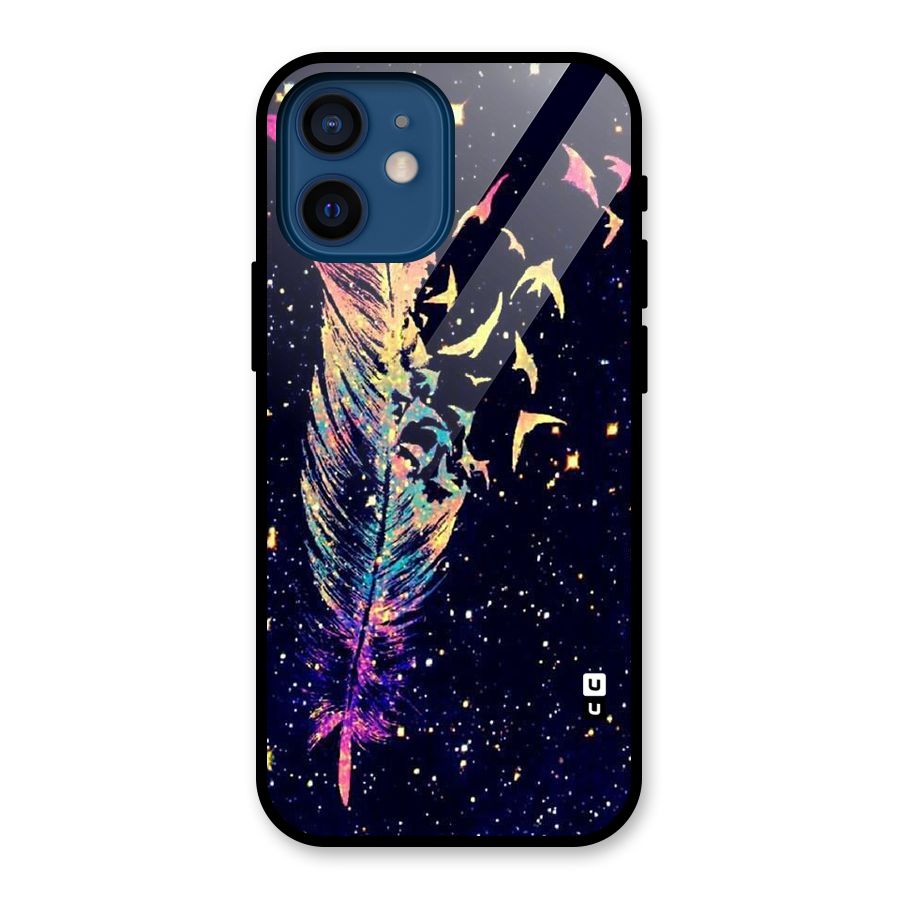 Feather Bird Fly Glass Back Case for iPhone 12 Mini