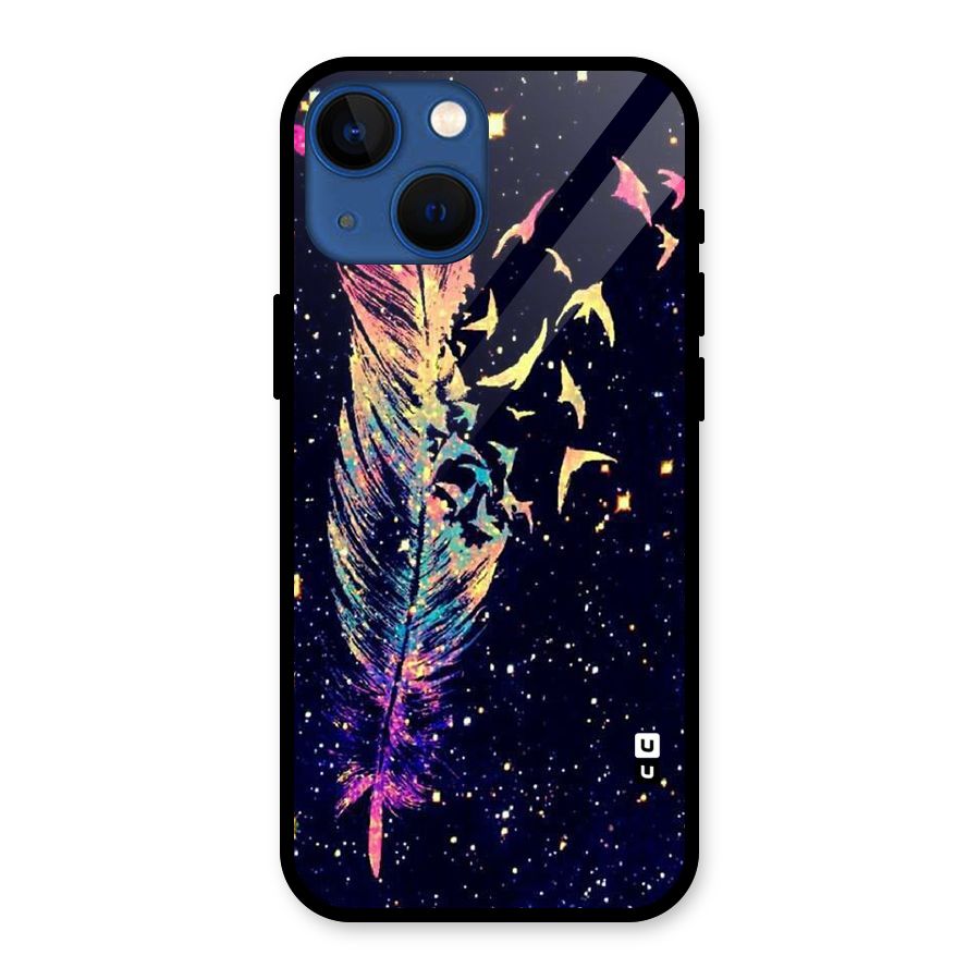 Feather Bird Fly Glass Back Case for iPhone 13 Mini