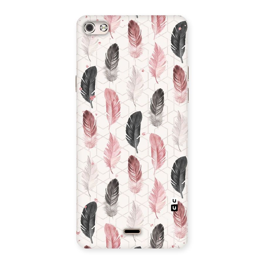 Feather Line Pattern Back Case for Micromax Canvas Silver 5