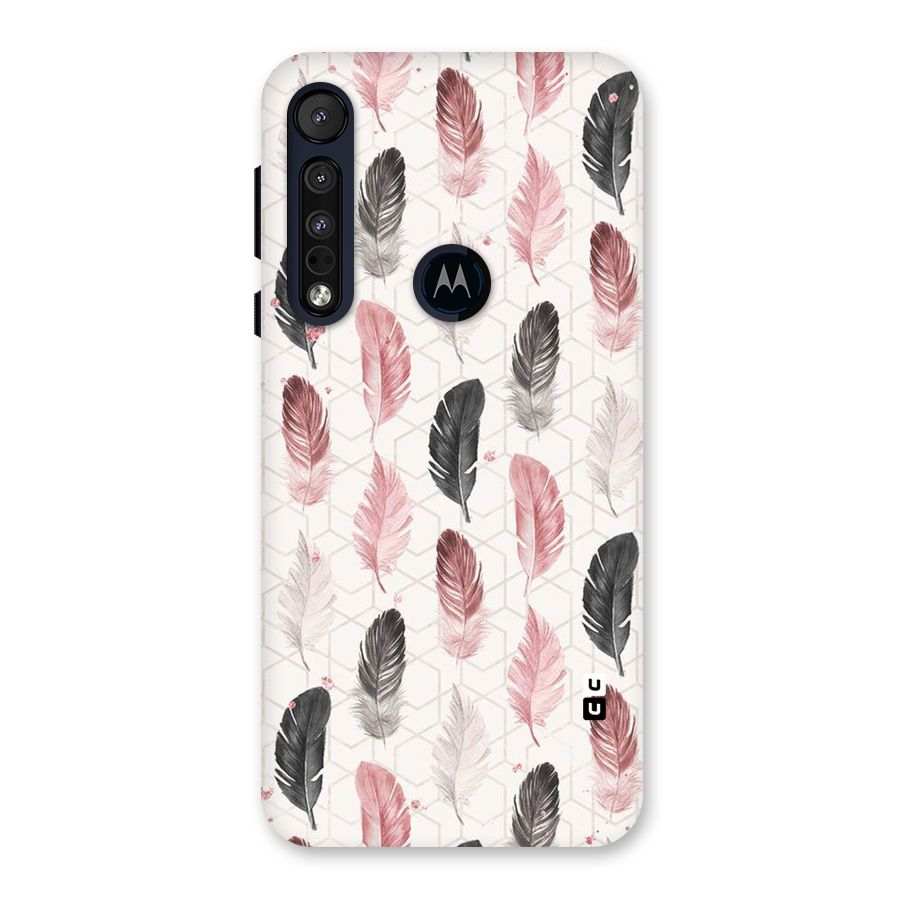 Feather Line Pattern Back Case for Motorola One Macro