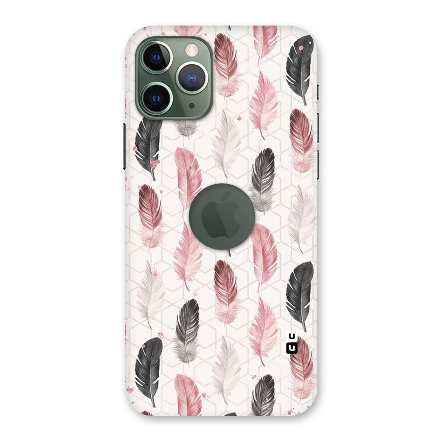 Feather Line Pattern Back Case for iPhone 11 Pro Logo  Cut