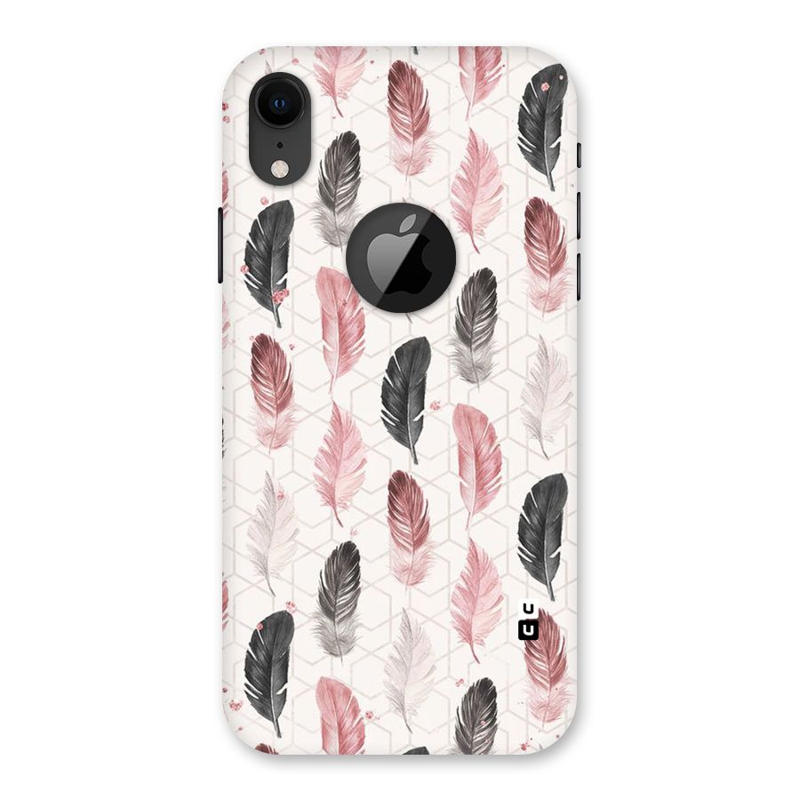 Feather Line Pattern Back Case for iPhone XR Logo Cut