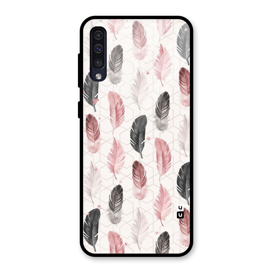 Feather Line Pattern Glass Back Case for Galaxy A30s
