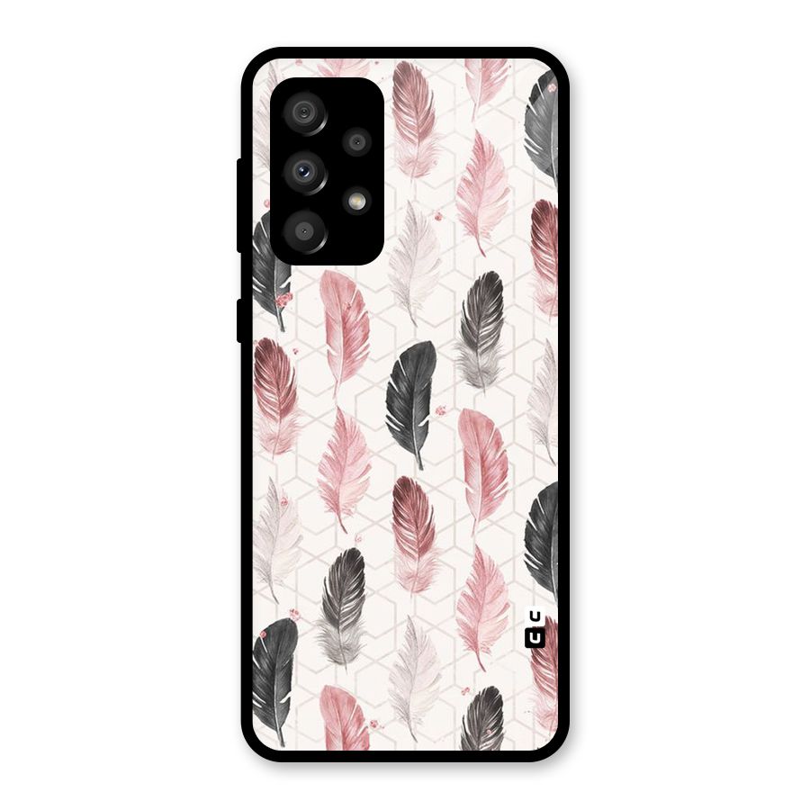 Feather Line Pattern Glass Back Case for Galaxy A32