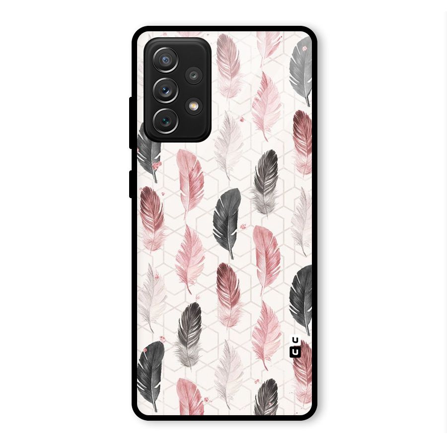 Feather Line Pattern Glass Back Case for Galaxy A72