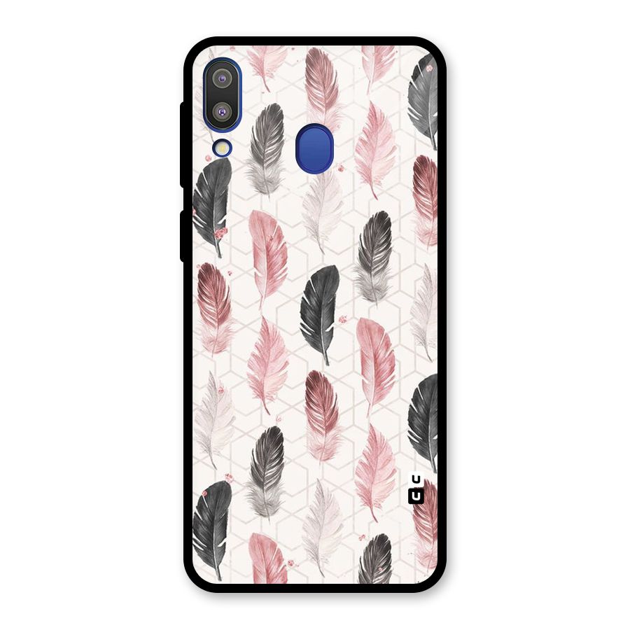 Feather Line Pattern Glass Back Case for Galaxy M20