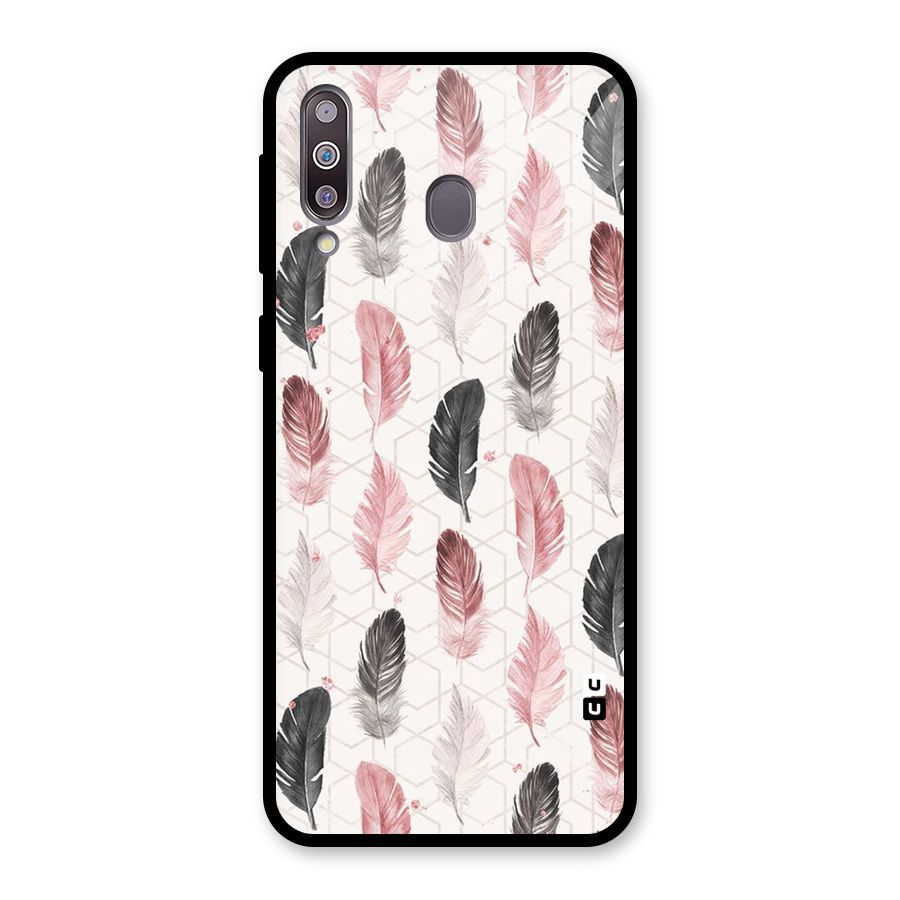 Feather Line Pattern Glass Back Case for Galaxy M30