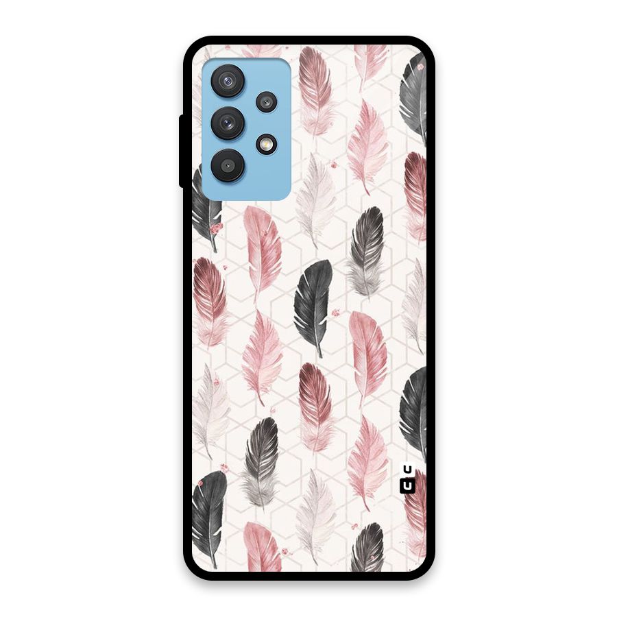 Feather Line Pattern Glass Back Case for Galaxy M32 5G