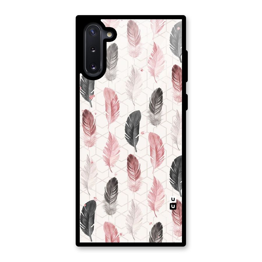 Feather Line Pattern Glass Back Case for Galaxy Note 10