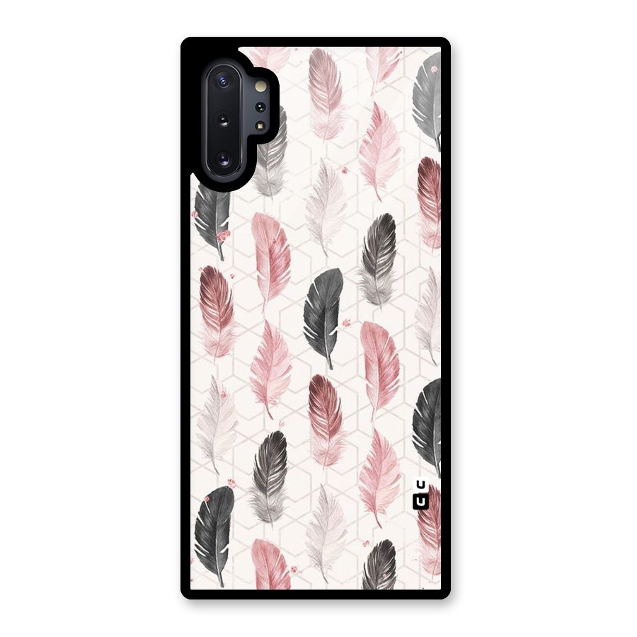 Feather Line Pattern Glass Back Case for Galaxy Note 10 Plus