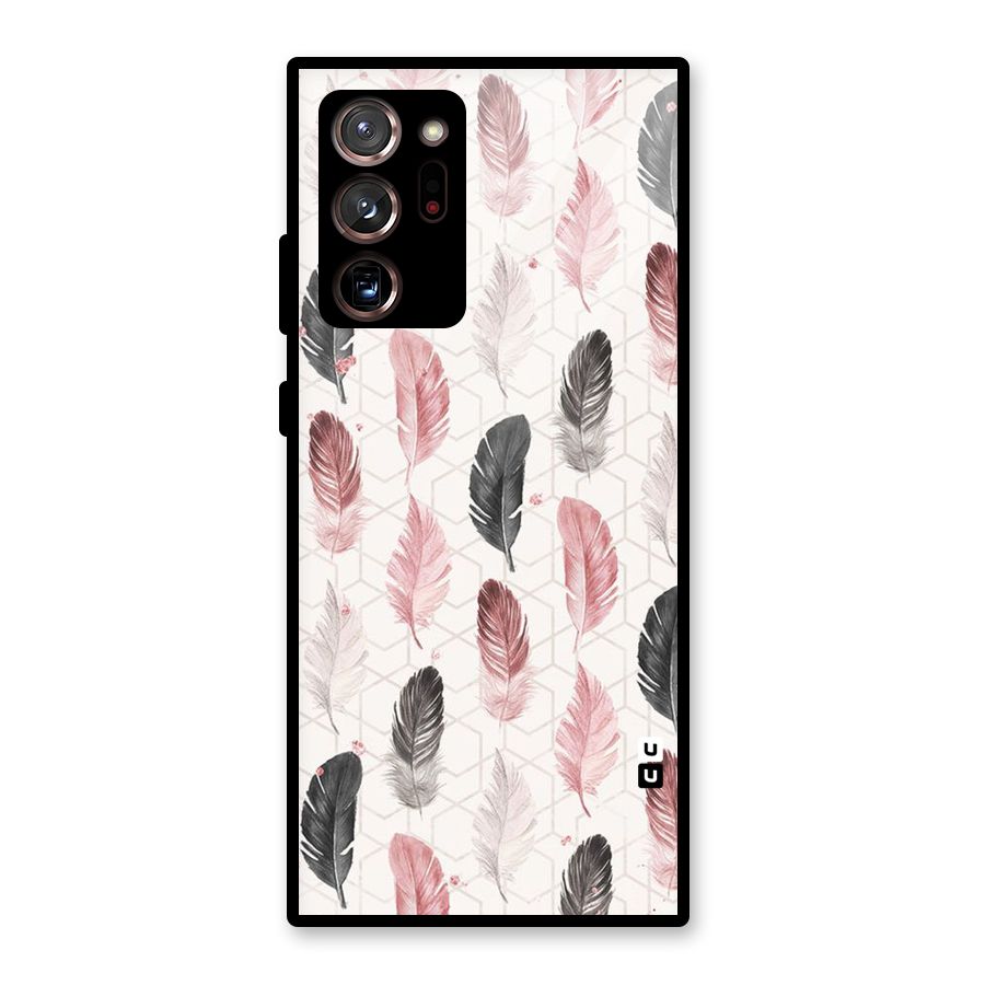 Feather Line Pattern Glass Back Case for Galaxy Note 20 Ultra