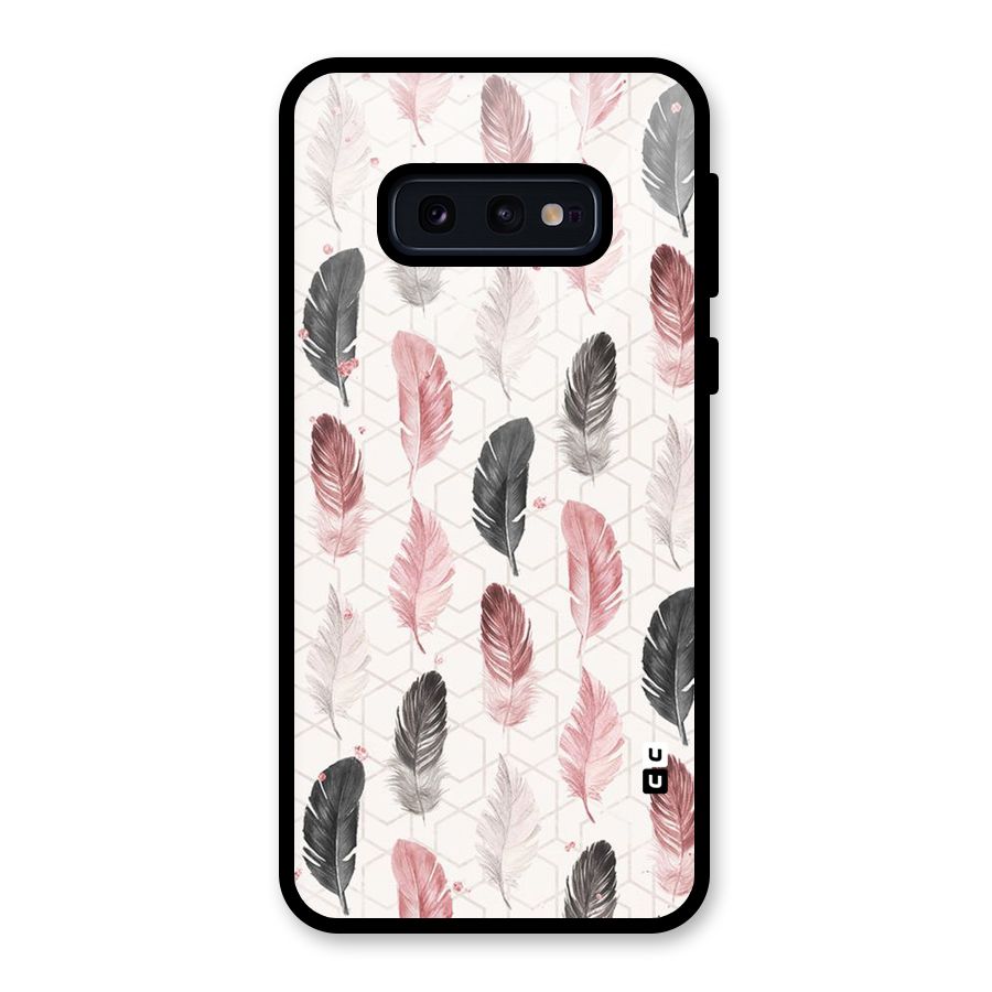 Feather Line Pattern Glass Back Case for Galaxy S10e