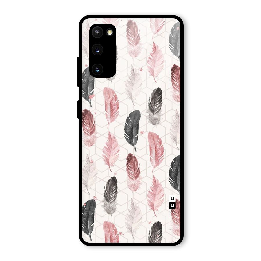 Feather Line Pattern Glass Back Case for Galaxy S20 FE 5G