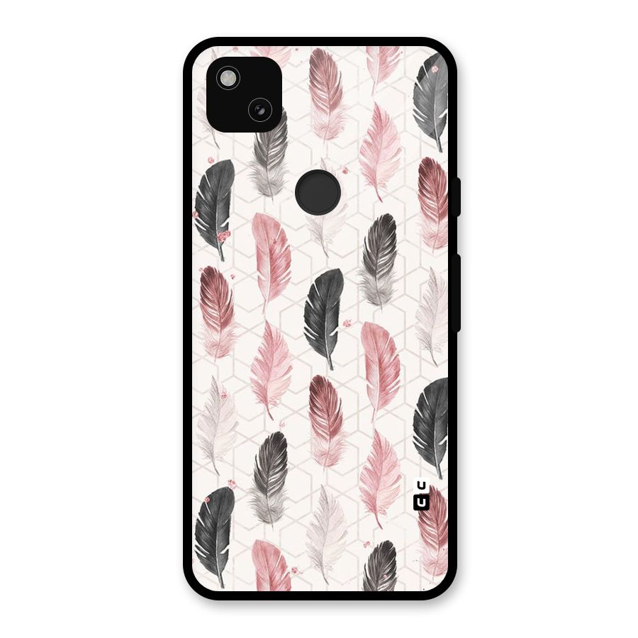 Feather Line Pattern Glass Back Case for Google Pixel 4a