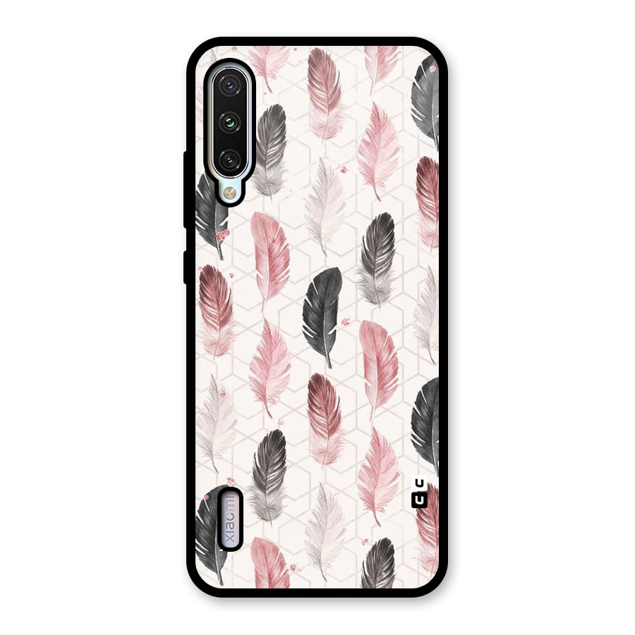 Feather Line Pattern Glass Back Case for Mi A3