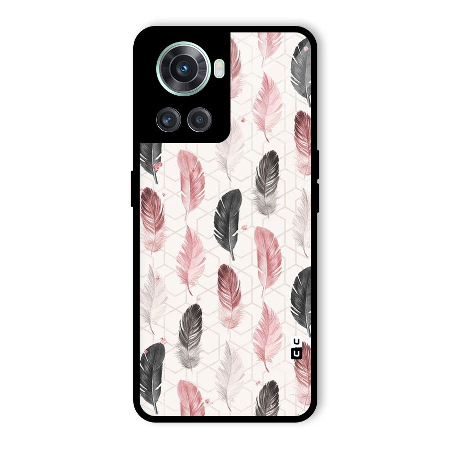 Feather Line Pattern Glass Back Case for OnePlus 10R