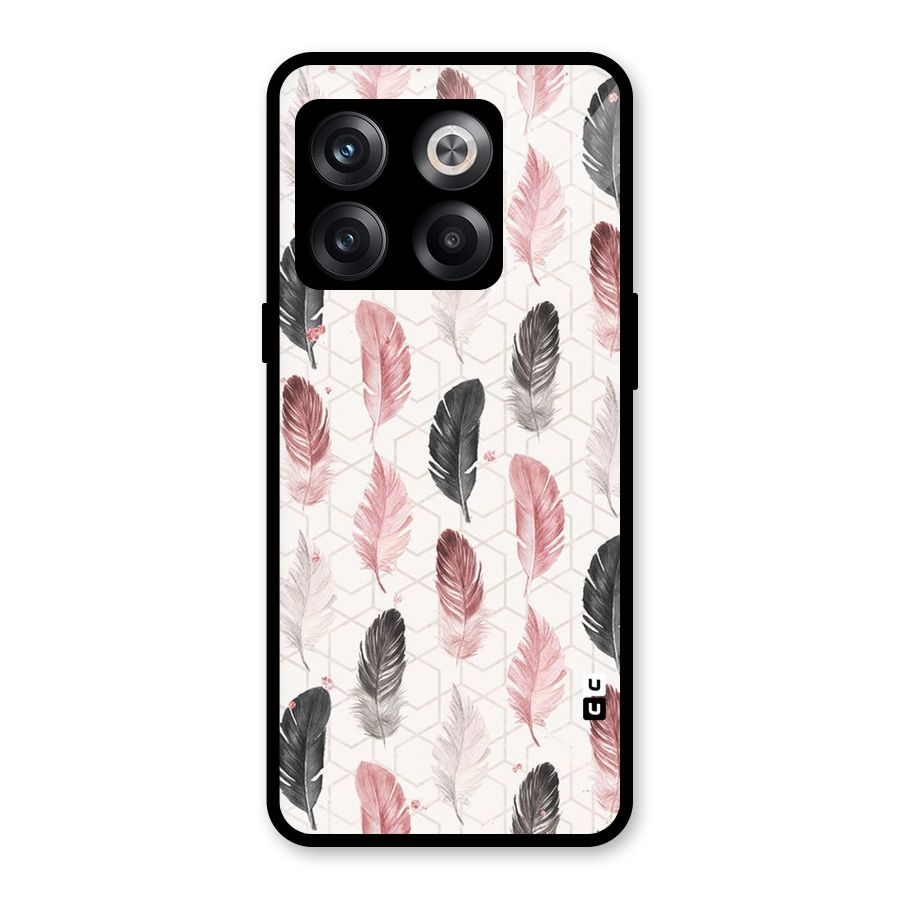 Feather Line Pattern Glass Back Case for OnePlus 10T
