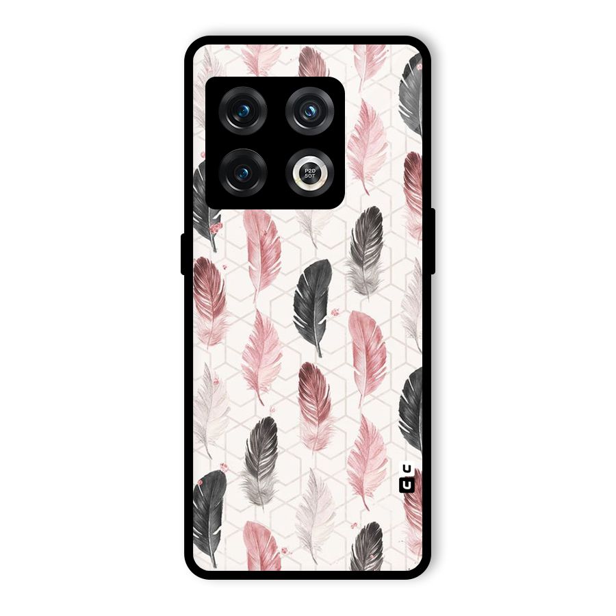Feather Line Pattern Glass Back Case for OnePlus 10 Pro 5G