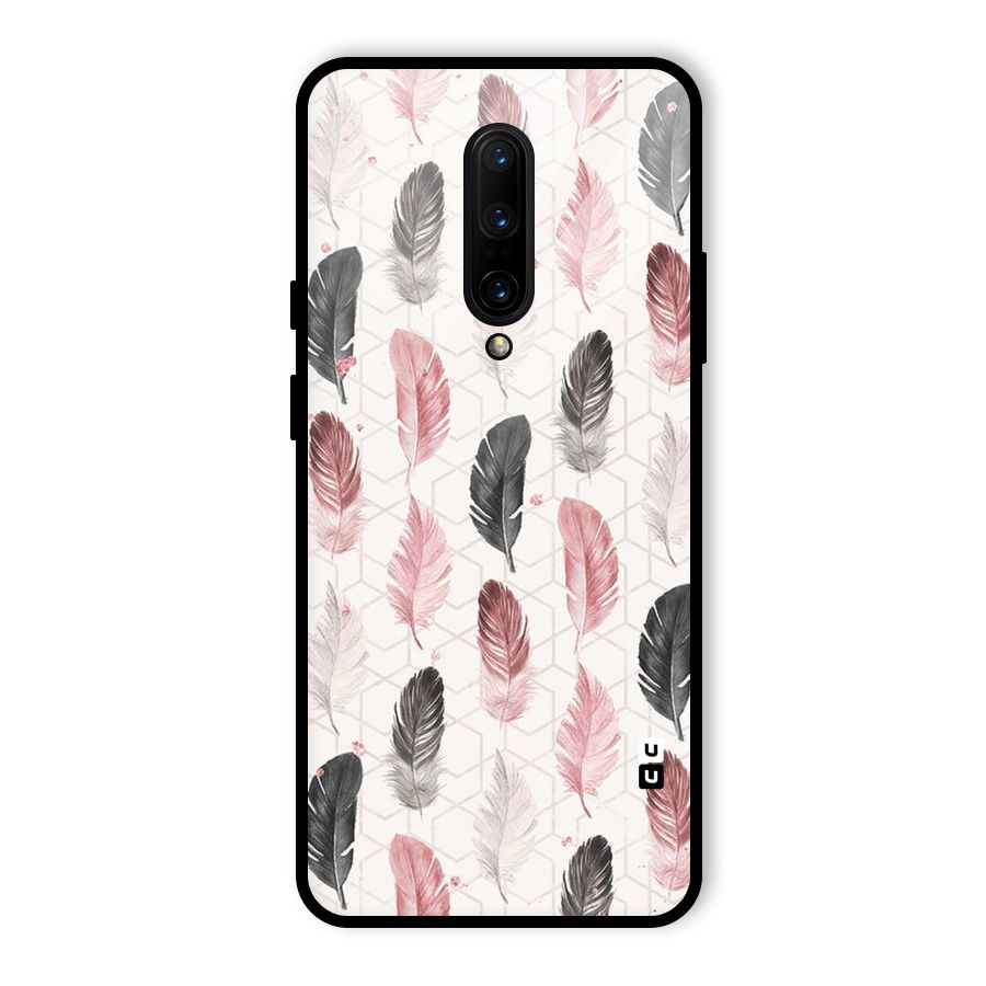 Feather Line Pattern Glass Back Case for OnePlus 7 Pro