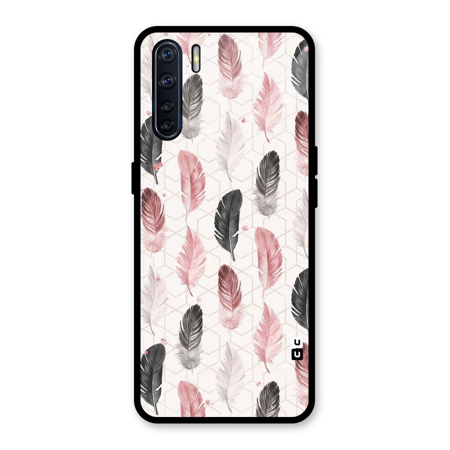 Feather Line Pattern Glass Back Case for Oppo F15
