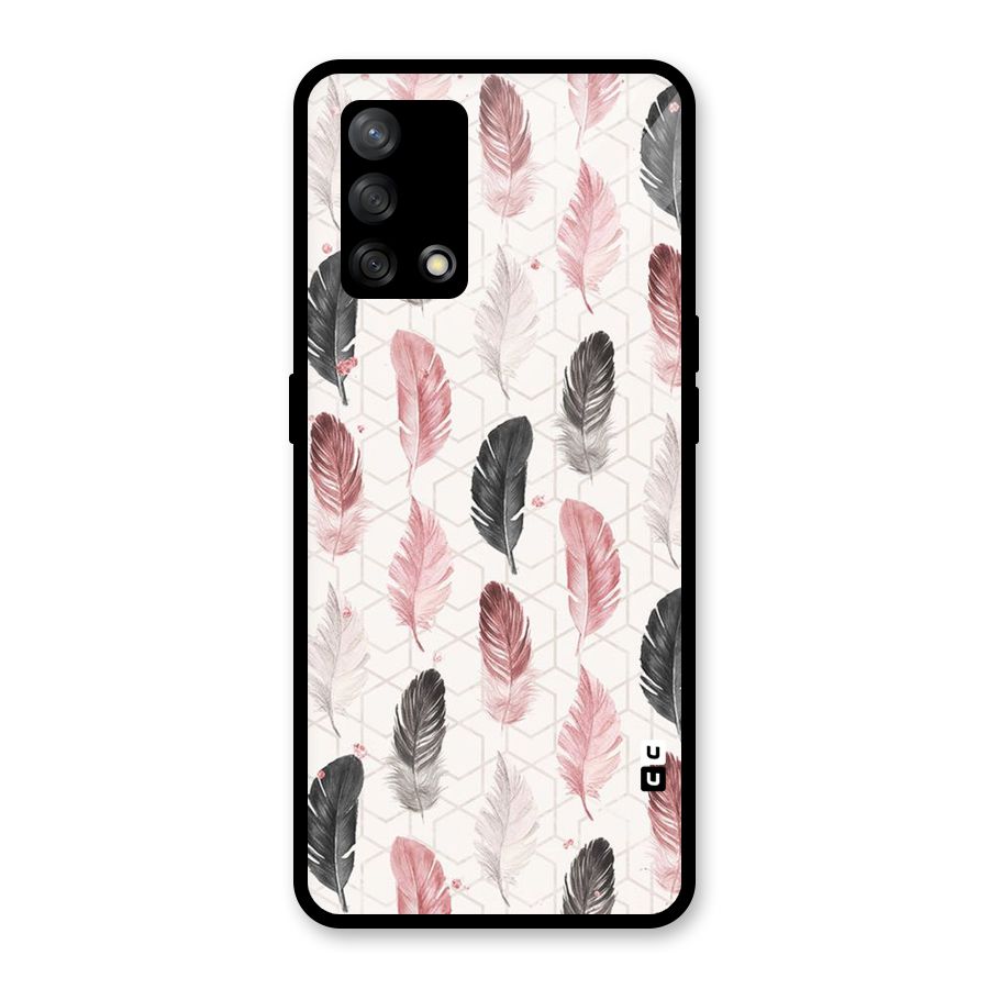 Feather Line Pattern Glass Back Case for Oppo F19