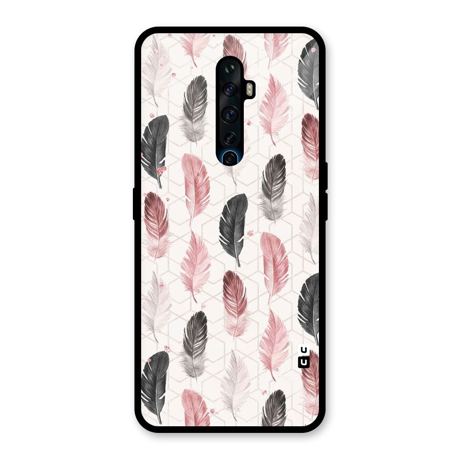 Feather Line Pattern Glass Back Case for Oppo Reno2 Z