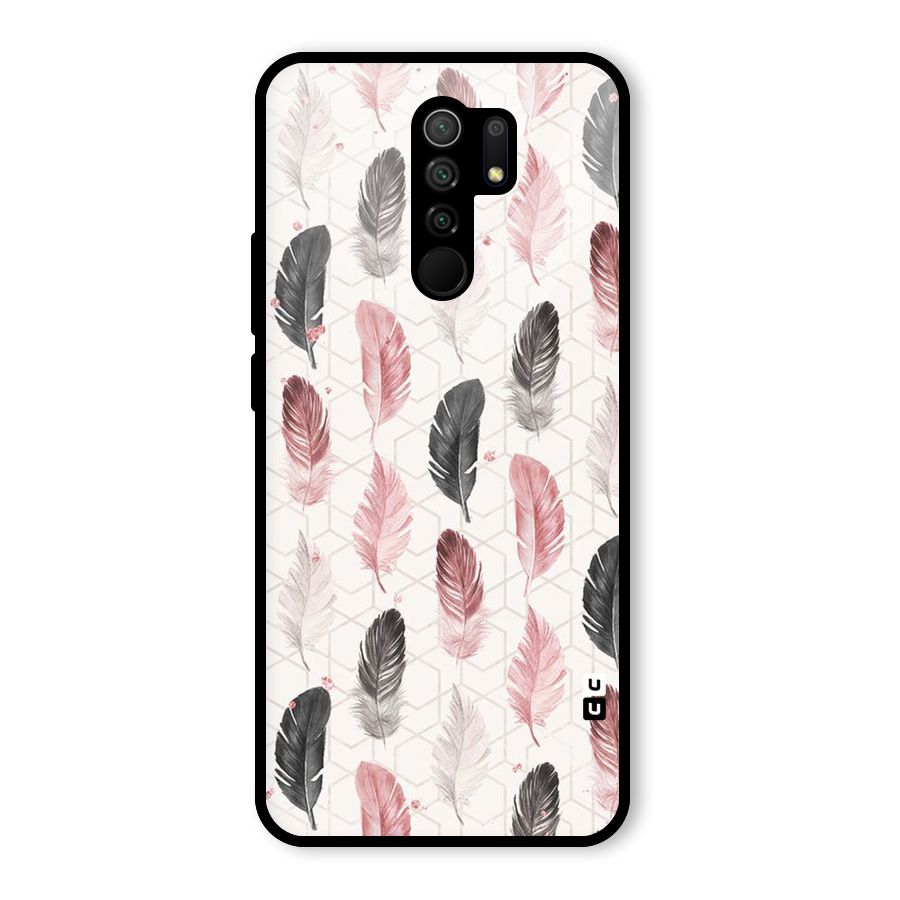Feather Line Pattern Glass Back Case for Poco M2