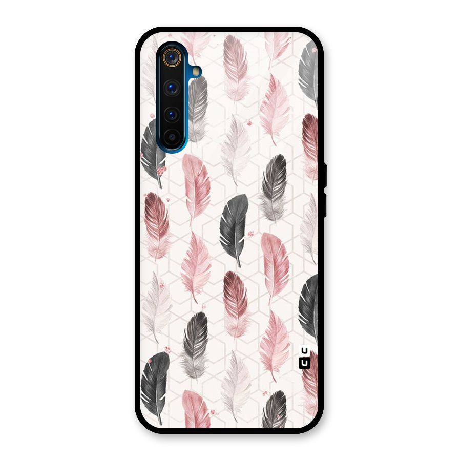 Feather Line Pattern Glass Back Case for Realme 6 Pro