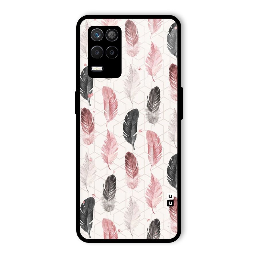 Feather Line Pattern Glass Back Case for Realme 8 5G