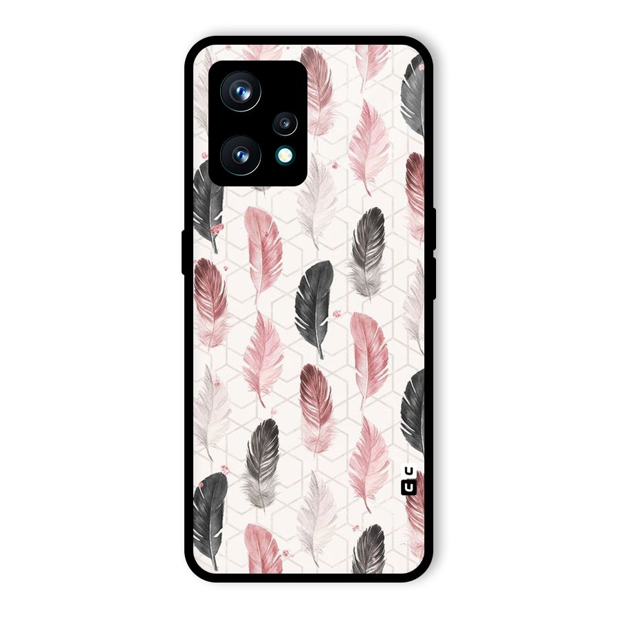 Feather Line Pattern Glass Back Case for Realme 9 Pro Plus 5G
