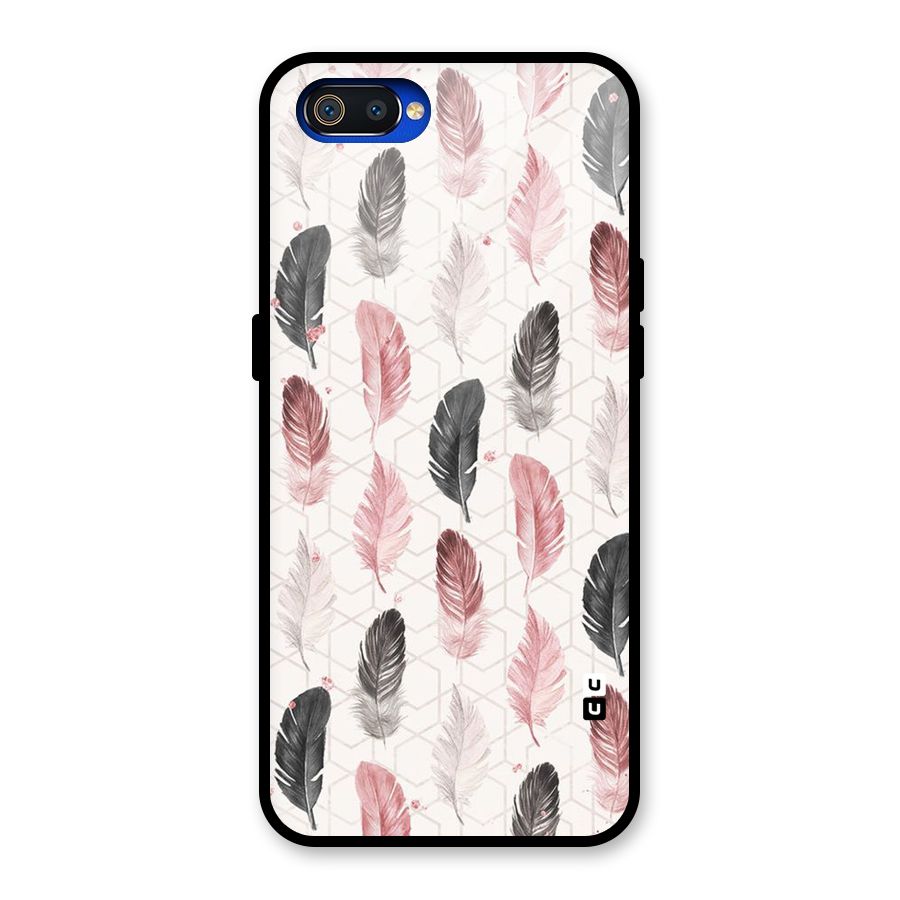 Feather Line Pattern Glass Back Case for Realme C2