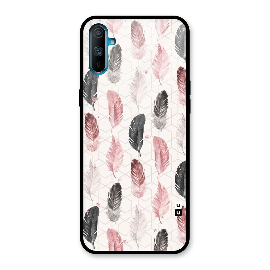 Feather Line Pattern Glass Back Case for Realme C3