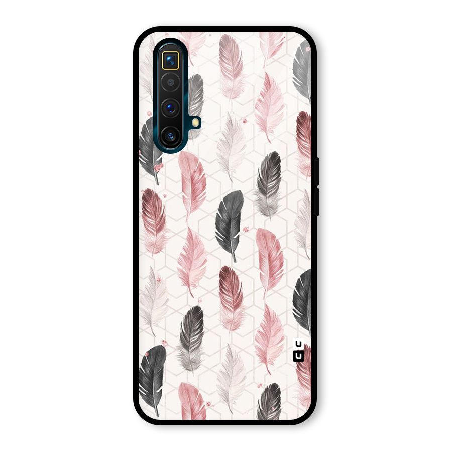 Feather Line Pattern Glass Back Case for Realme X3 SuperZoom