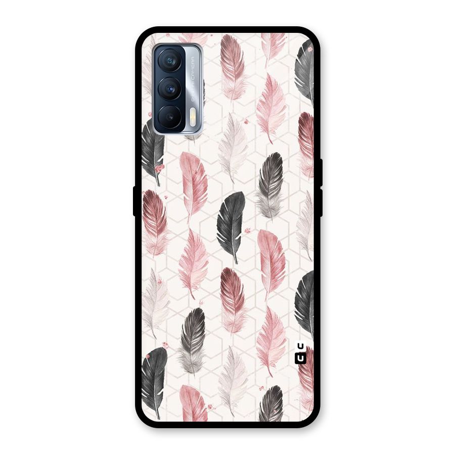 Feather Line Pattern Glass Back Case for Realme X7