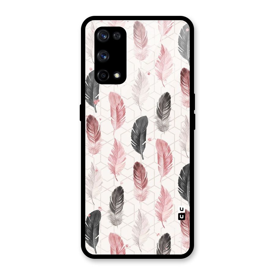 Feather Line Pattern Glass Back Case for Realme X7 Pro