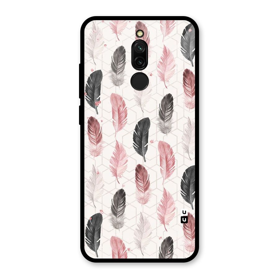 Feather Line Pattern Glass Back Case for Redmi 8