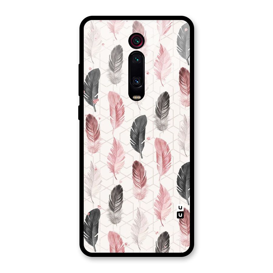 Feather Line Pattern Glass Back Case for Redmi K20 Pro