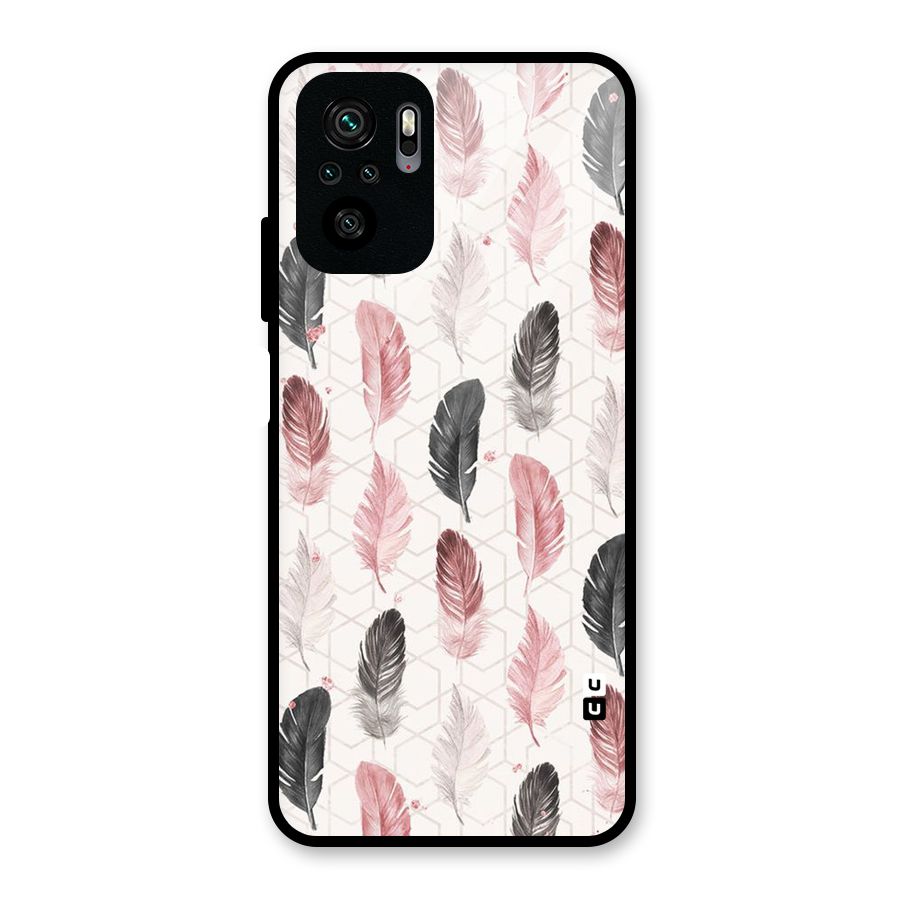 Feather Line Pattern Glass Back Case for Redmi Note 10S